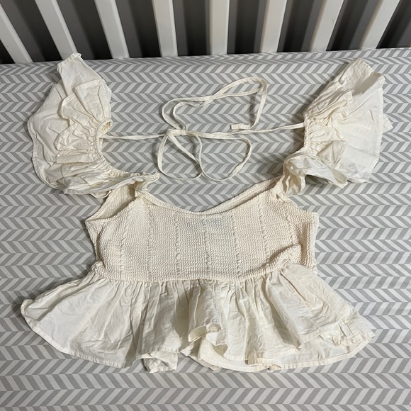 Zara combination cream textured crop top - Picture 3 of 4